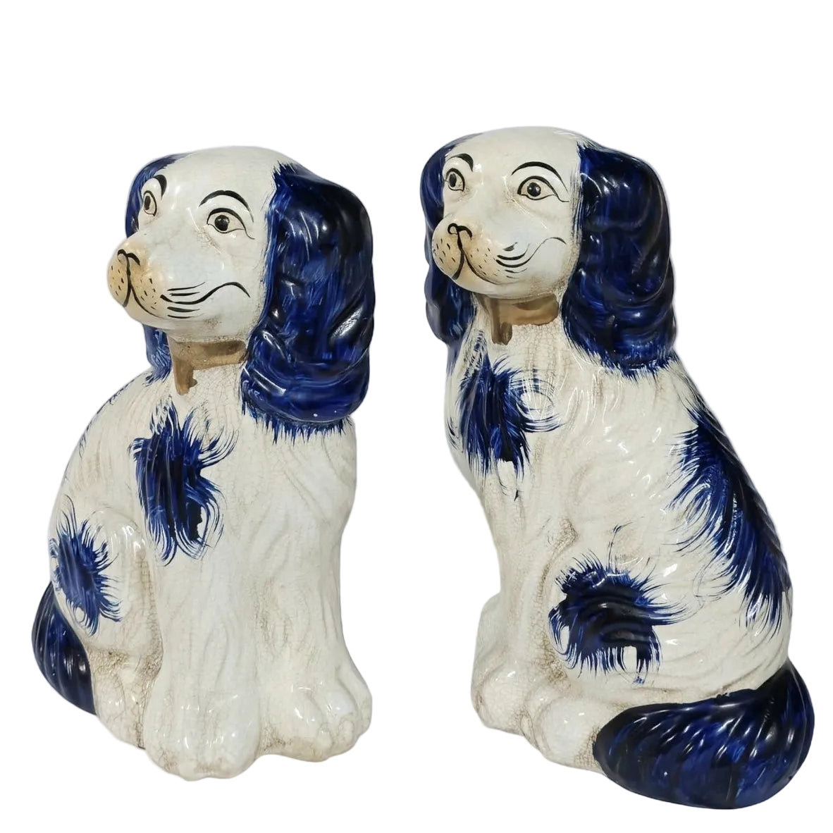 Staffordshire Dogs in Blue + White