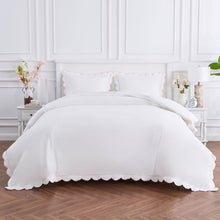 Load image into Gallery viewer, Scallop Frame Embroidered Cotton Percale Duvet Set