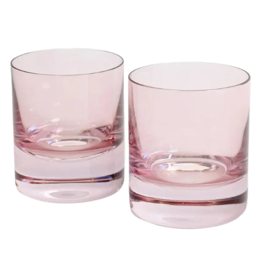 Estelle Colored Glass Rose Rocks Glass - Set of 2