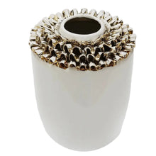 Load image into Gallery viewer, White Ceramic Vase Gold Design