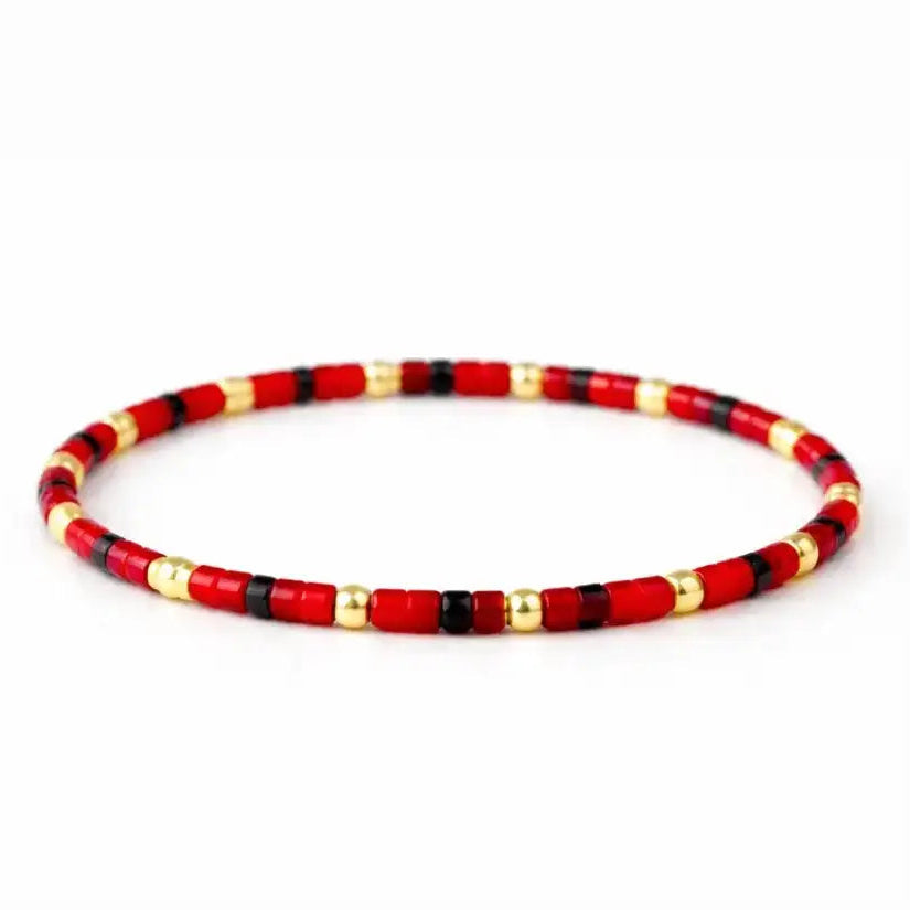 Erin Gray Endless Summer 14k Gold Filled & Rich Red Beaded Bracelet