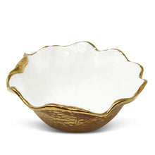 Load image into Gallery viewer, White + Gold Soup Bowl