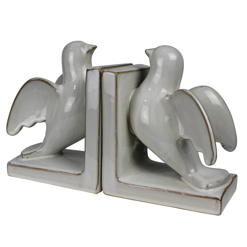 Ceramic Bird Bookends (Pair)
