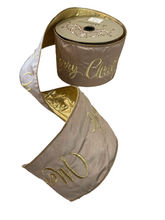 Load image into Gallery viewer, Dupion Merry Christmas Embroidered Ribbon