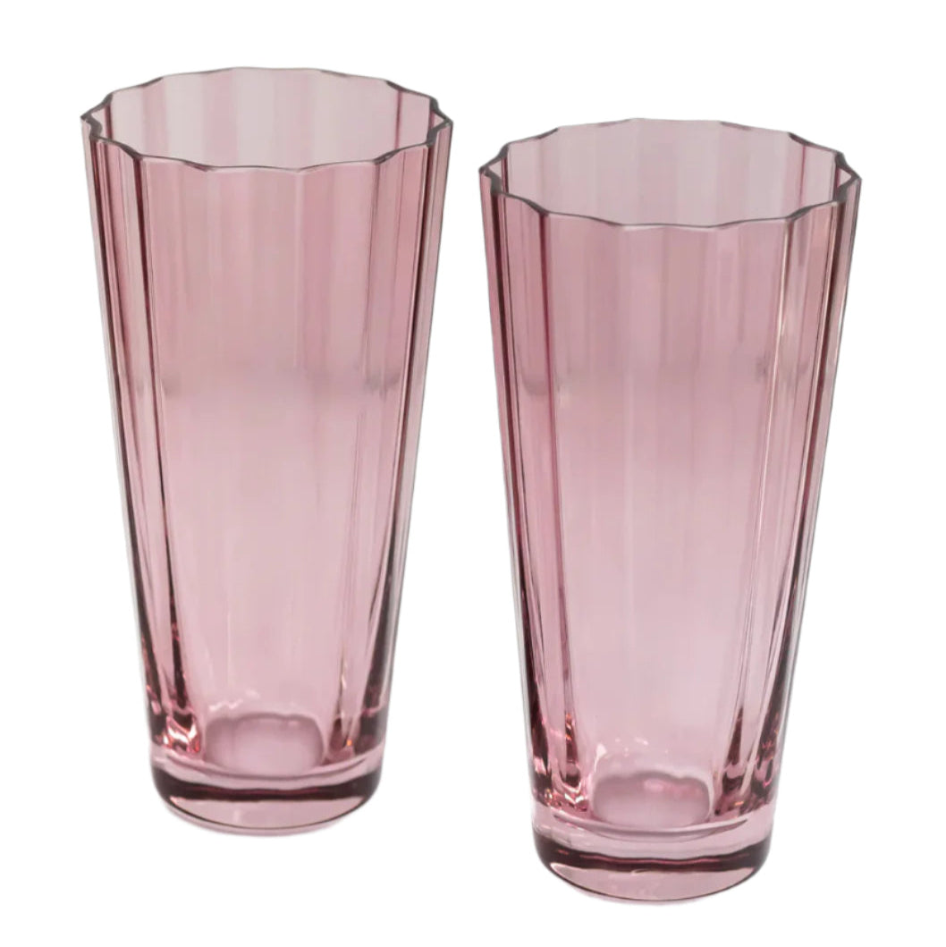 Estelle Colored Glass Rose Sunday High Balls - Set of 2