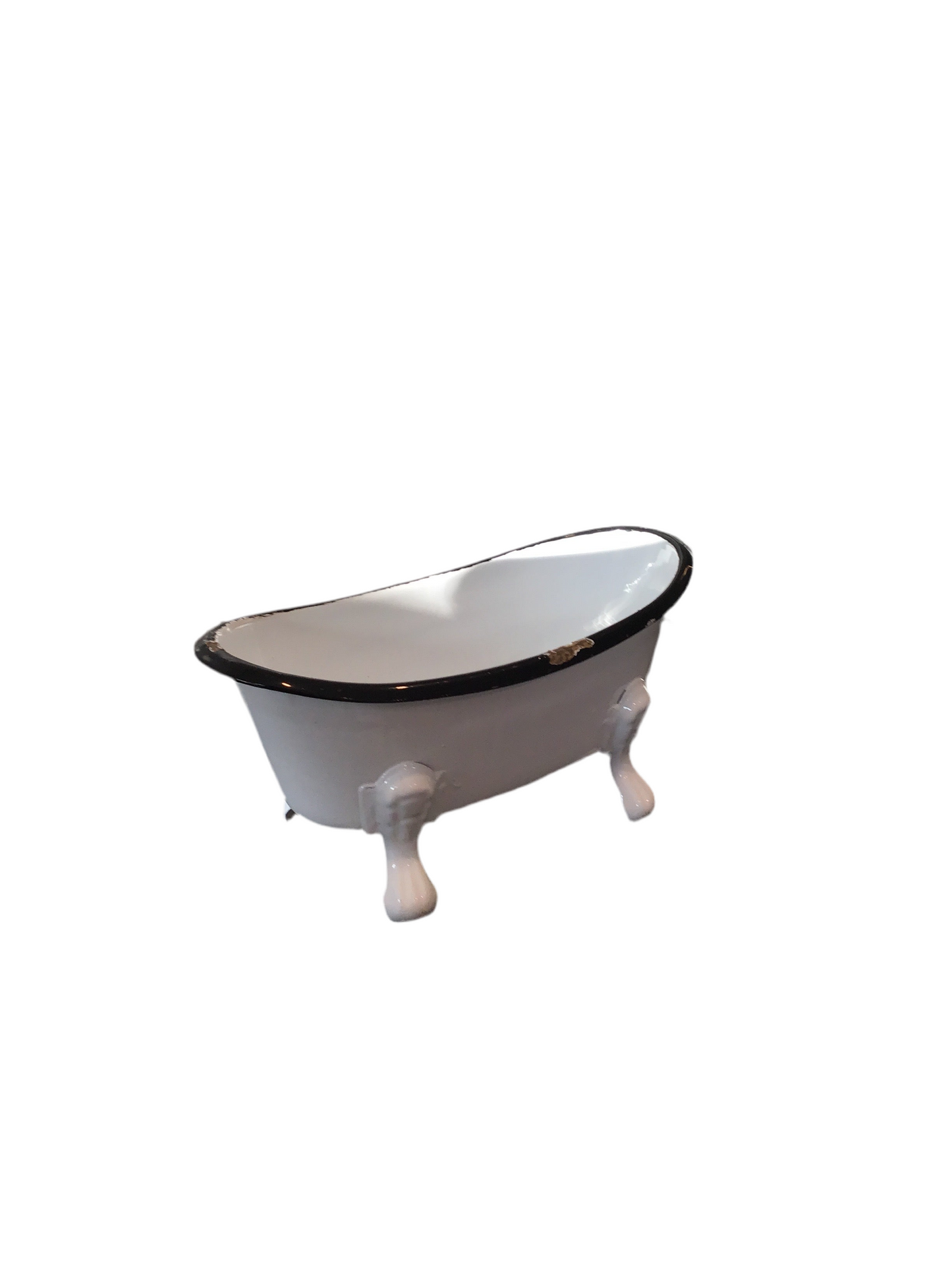 Mini Black & White Enamel Bath Tub