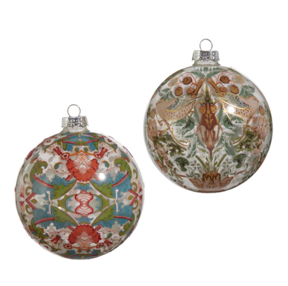 William Morris Red + Blue Ball Ornament