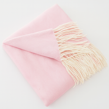 Load image into Gallery viewer, Pink Herringbone Fringed 50x60 Inch Throw Blanket