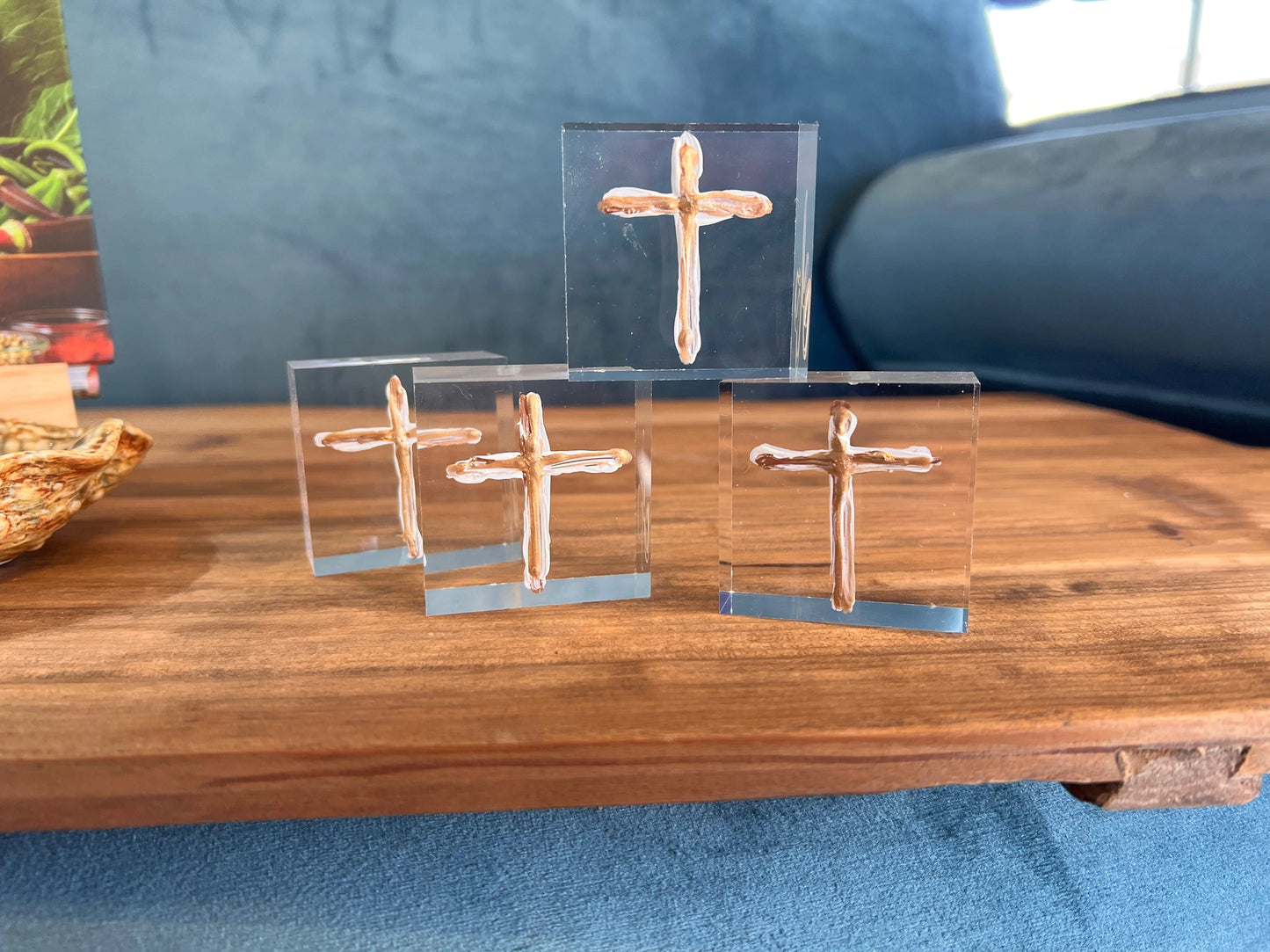 Gold Cross Lucite Block