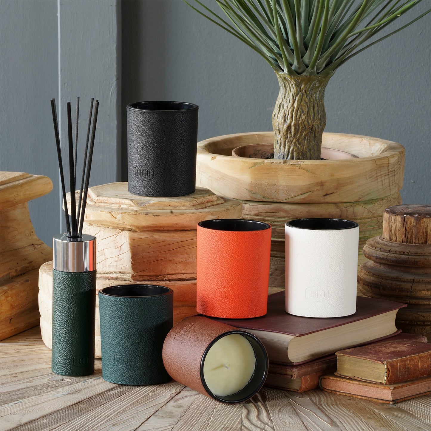 Cotton Frais Faux Leather Wrapped Candle