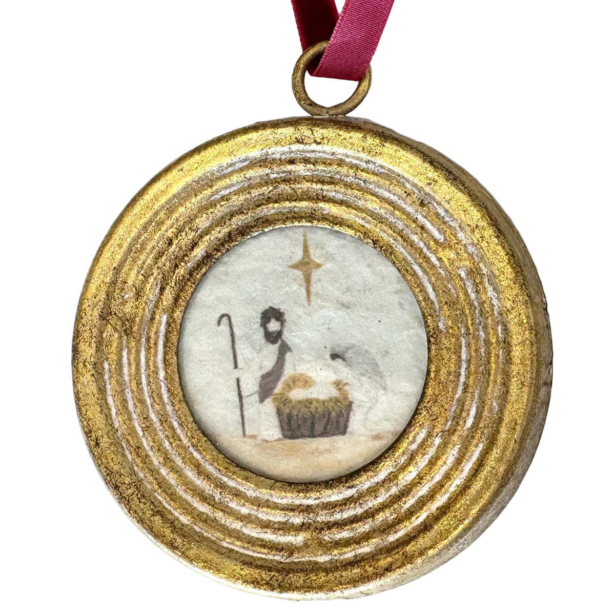 Round Framed Nativity Ornament