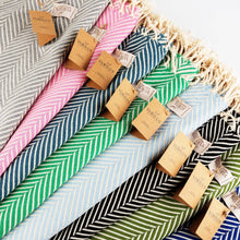 Load image into Gallery viewer, YURTLU'S Turkish Beach Towel Pre-Washed 38"x72" Quick Dry and Highly Absorbent Oversized Sand-Free Stylish and Versatile for Beach, Spa, and Home Light 100% Cotton Peshtemal