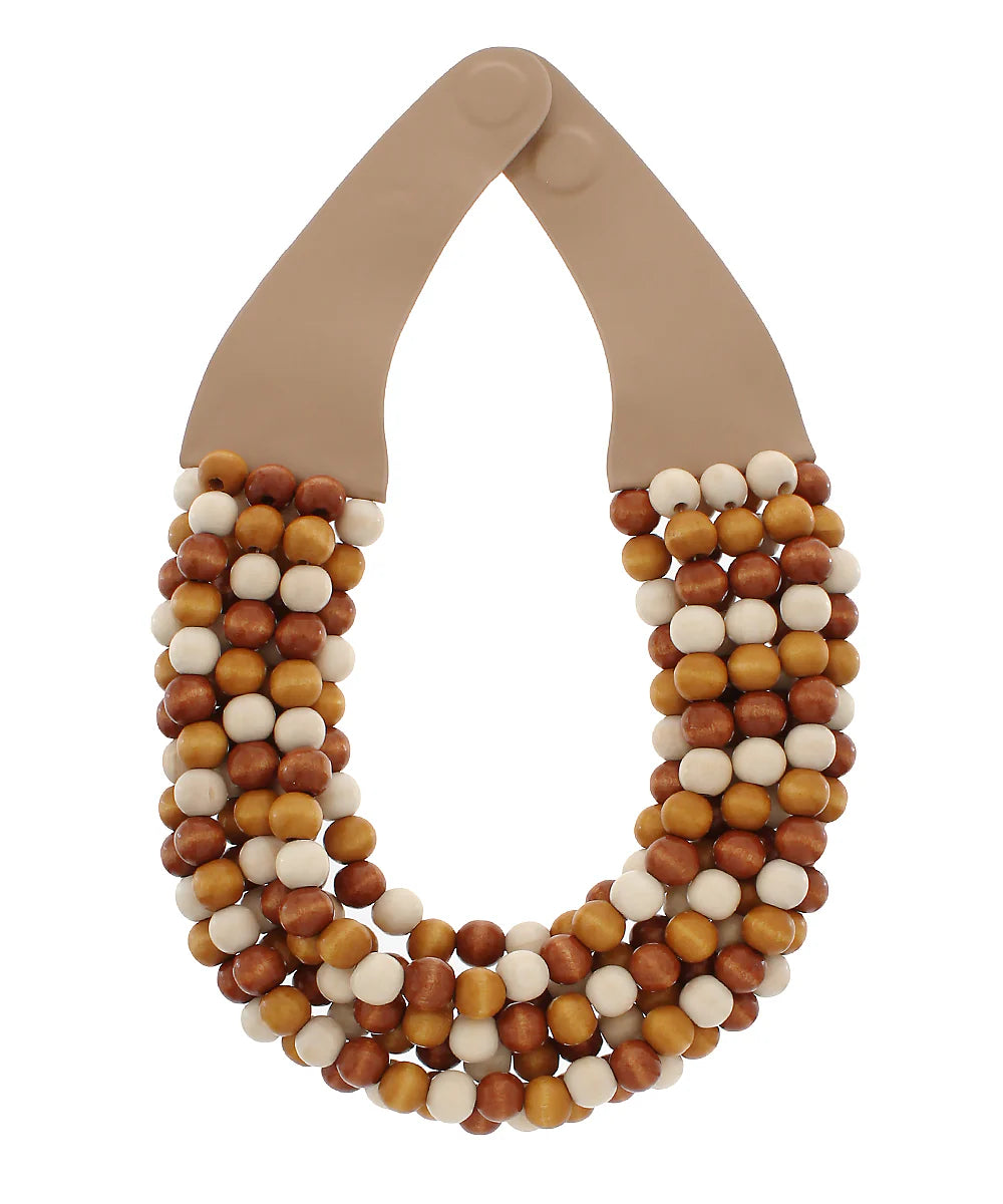 Woodball Bead Magnetic Clasp Necklace