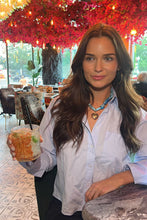 Load image into Gallery viewer, Puffy Heart Blue Scarf Necklace