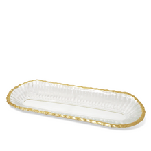 Load image into Gallery viewer, Glass Oval Tray With Gold Rim