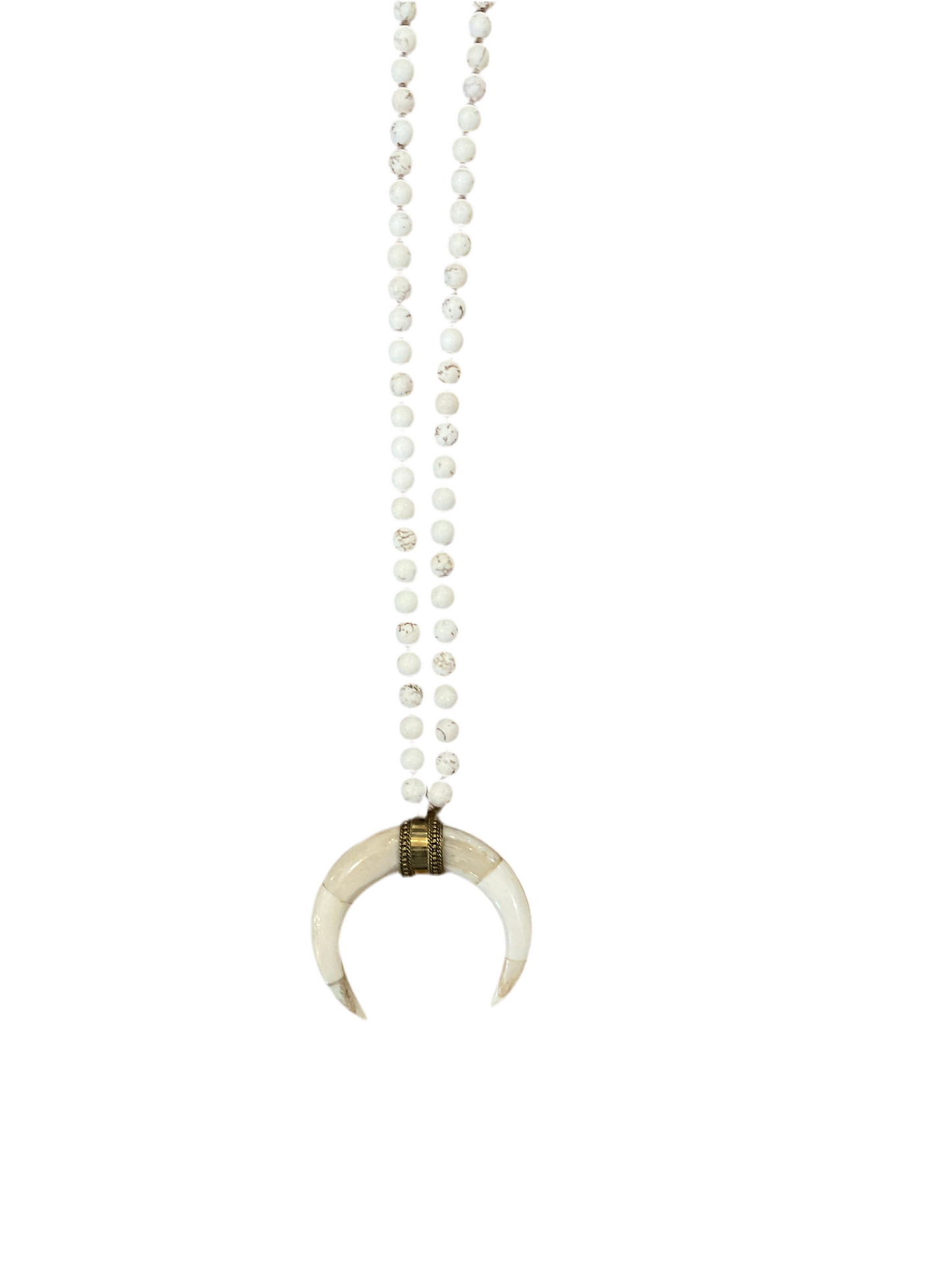 White Crescent Beaded Necklace