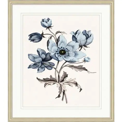 Blue Floral Etching III