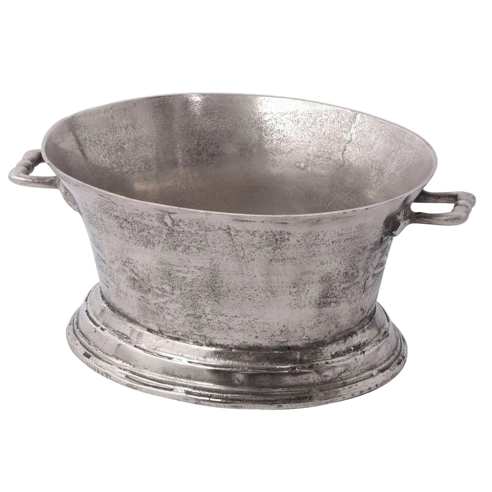 Cast Aluminum Ice Bucket/ Wine Cooler Raw Nickel
