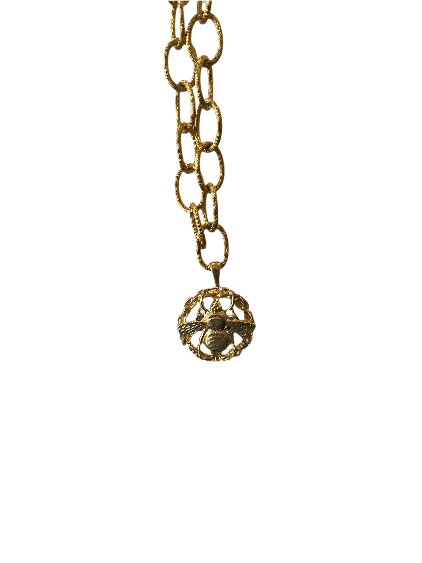 Gold Bee Cut-Out Pendant Necklace
