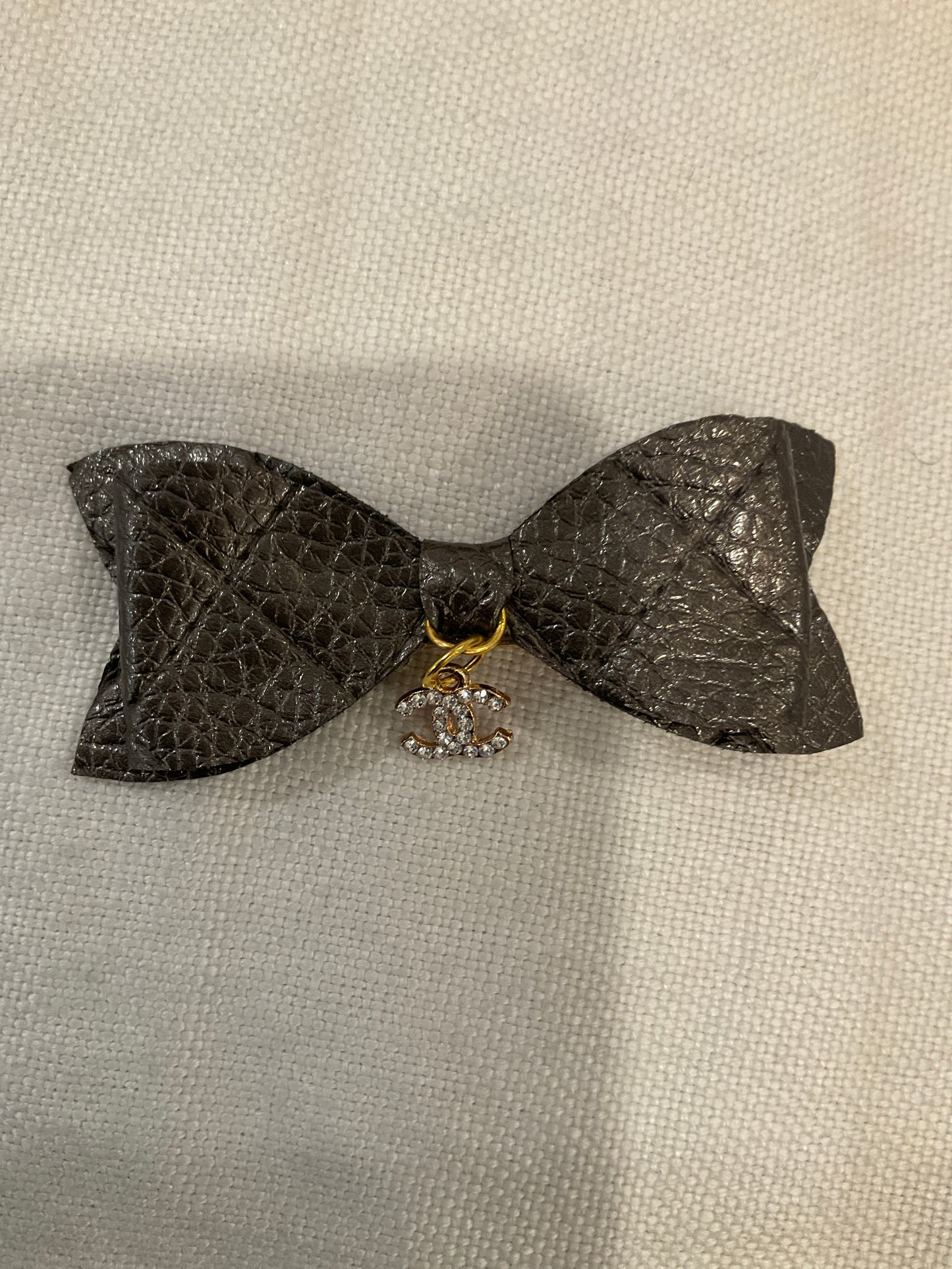 Quilted CC Leather Hair Bows