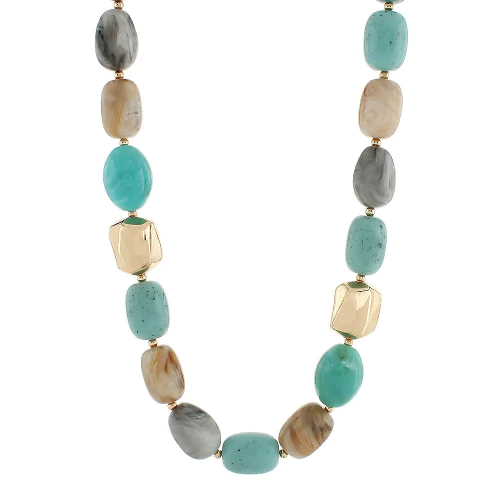 Marble Stone Geo Metal Choker