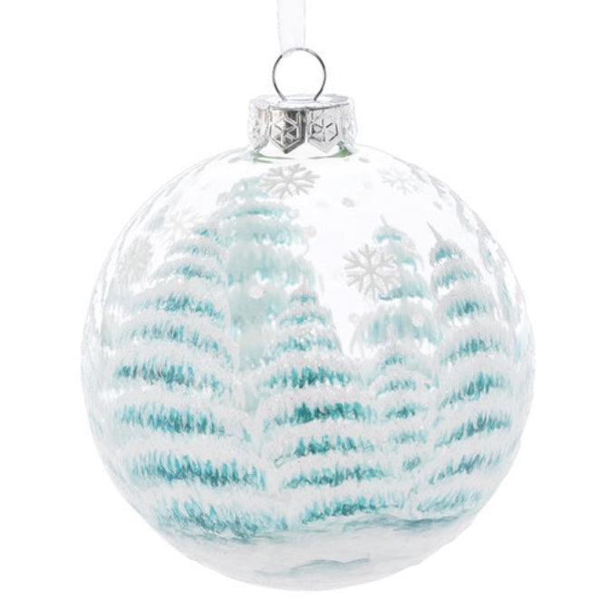 Alpine Forest Glass Ball Ornament