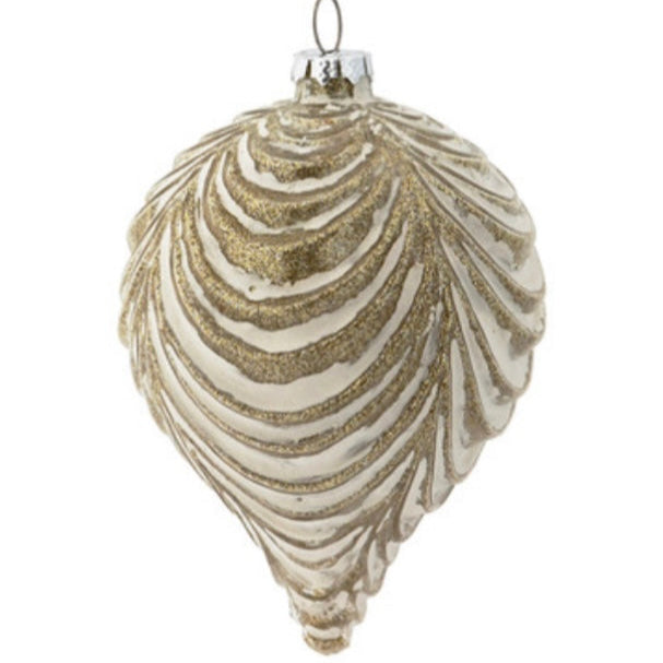 Drapery Glitter Pattern Glass Ornament