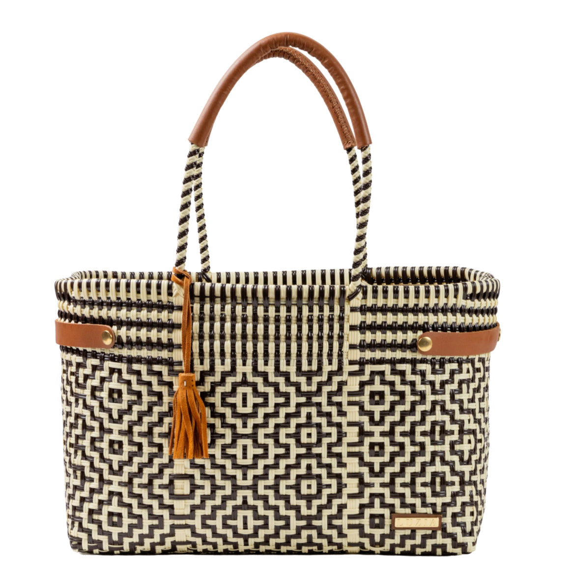 OPEN BASKET JUMBO CROSS DIAMOND BROWN BEIGE