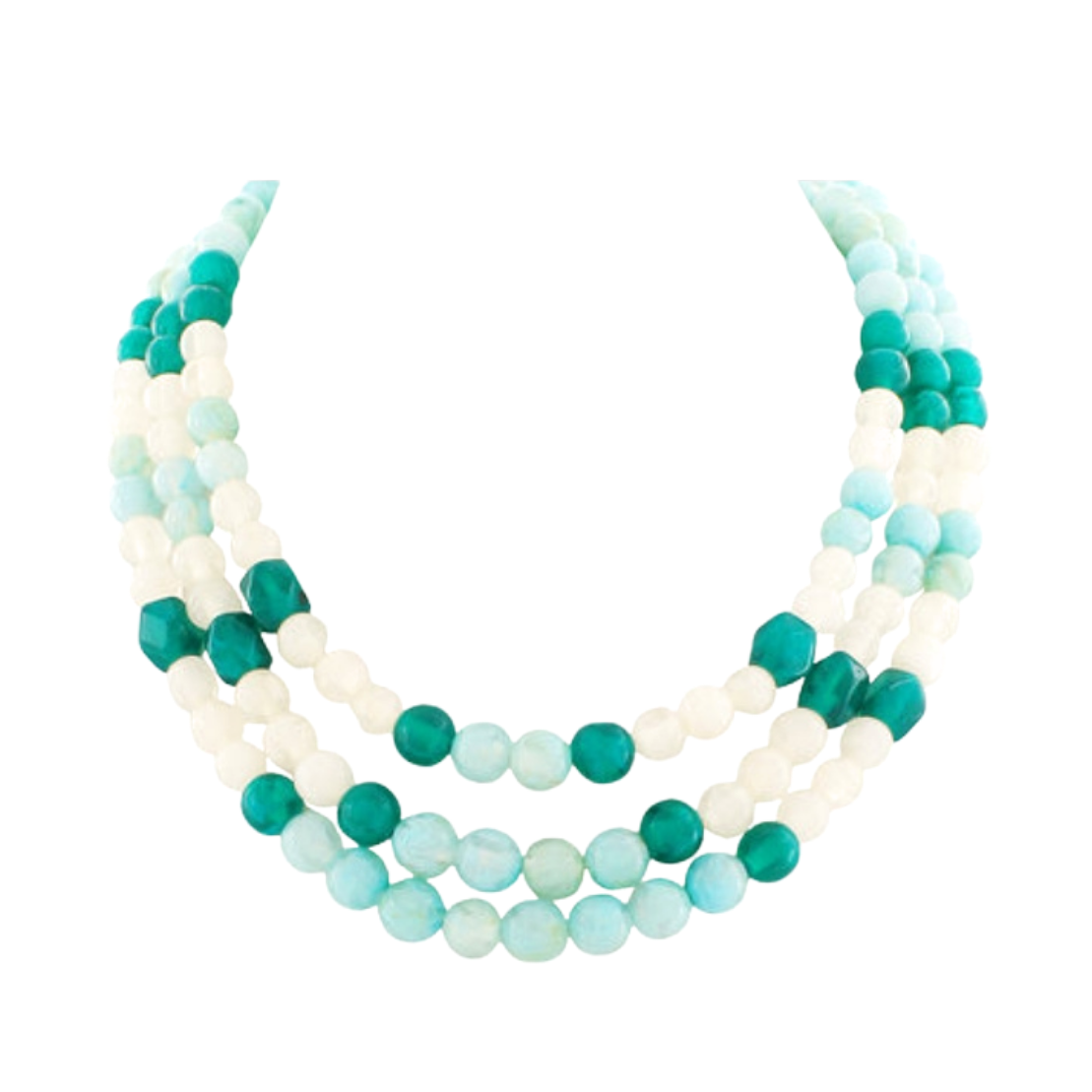 Turquoise 3 Layered Agate Ball Necklace
