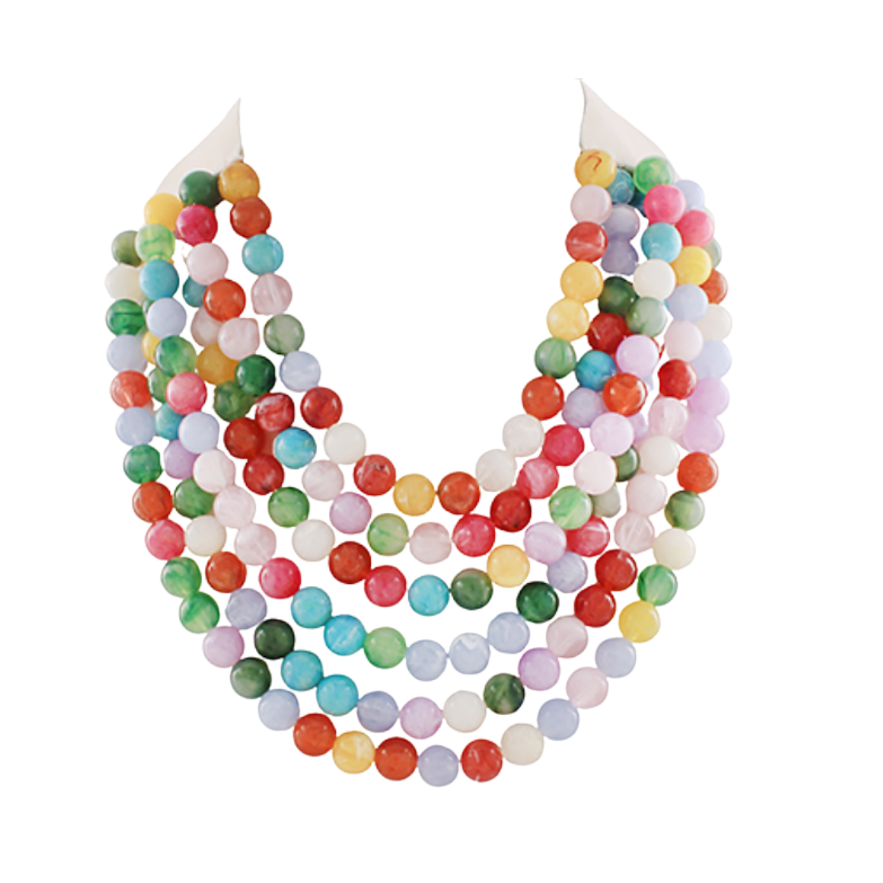 6 Layered Multi Agate Ball Necklace