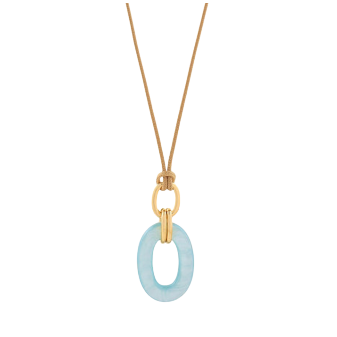 Blue Oval Ring Cord Necklace
