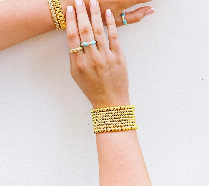 Gold Bubble Bangle Bracelet 6mm