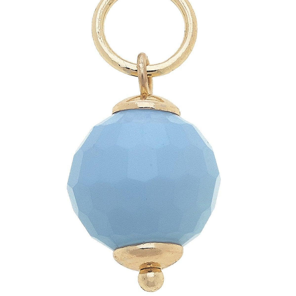 Faceted Bead Charm in Light Blue