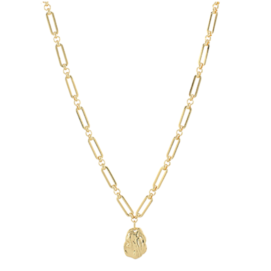 Textured Oval Charm Necklace