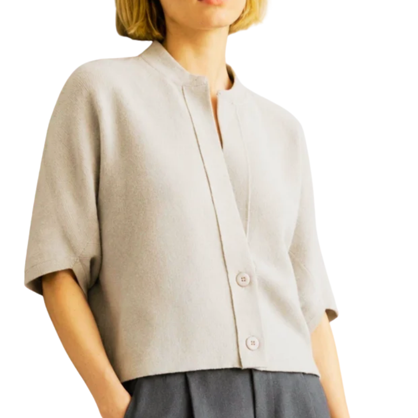 Ivory 2 Button Short Sleeve Cardigan
