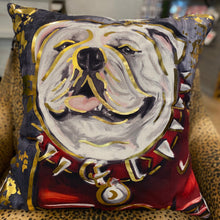 Load image into Gallery viewer, Bulldog Pillow with Gold Foil Accents