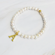 Load image into Gallery viewer, Pearl Initial Bracelet