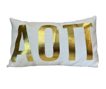 Load image into Gallery viewer, Sorority Gold Foil Greek Letter Lumbar Pillow