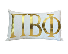 Load image into Gallery viewer, Sorority Gold Foil Greek Letter Lumbar Pillow