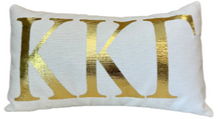 Load image into Gallery viewer, Sorority Gold Foil Greek Letter Lumbar Pillow