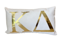 Load image into Gallery viewer, Sorority Gold Foil Greek Letter Lumbar Pillow