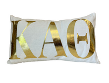 Load image into Gallery viewer, Sorority Gold Foil Greek Letter Lumbar Pillow