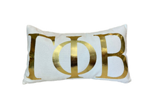 Load image into Gallery viewer, Sorority Gold Foil Greek Letter Lumbar Pillow