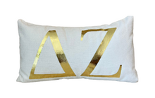 Load image into Gallery viewer, Sorority Gold Foil Greek Letter Lumbar Pillow