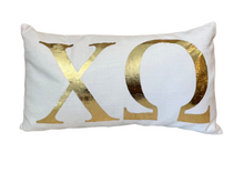 Load image into Gallery viewer, Sorority Gold Foil Greek Letter Lumbar Pillow