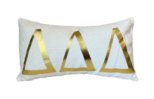 Load image into Gallery viewer, Sorority Gold Foil Greek Letter Lumbar Pillow