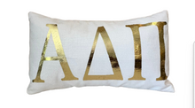 Load image into Gallery viewer, Sorority Gold Foil Greek Letter Lumbar Pillow