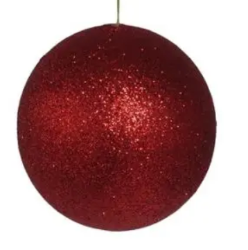 6" Red Glitter Shatterproof Ornament