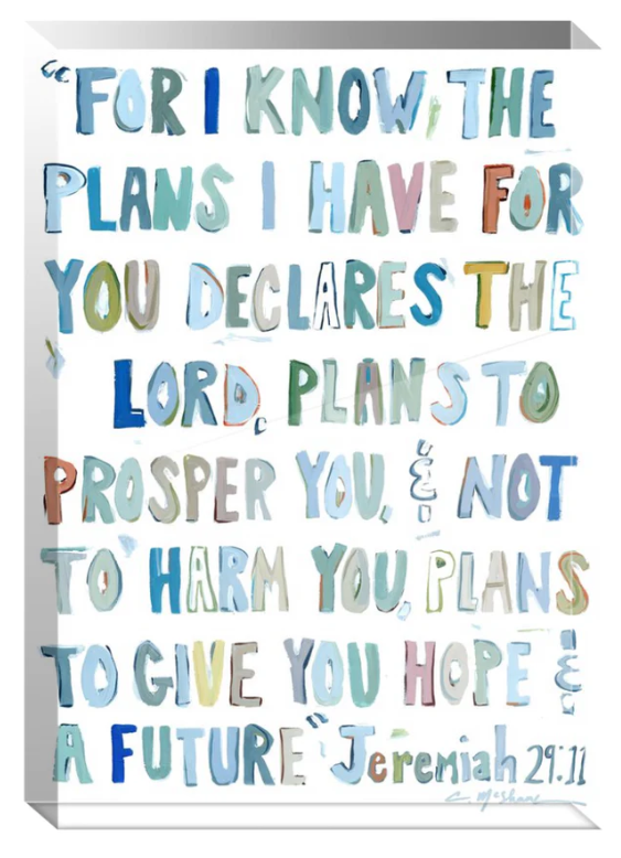 Acrylic Verse Jeremiah 29:11 in Blues