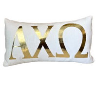 Load image into Gallery viewer, Sorority Gold Foil Greek Letter Lumbar Pillow